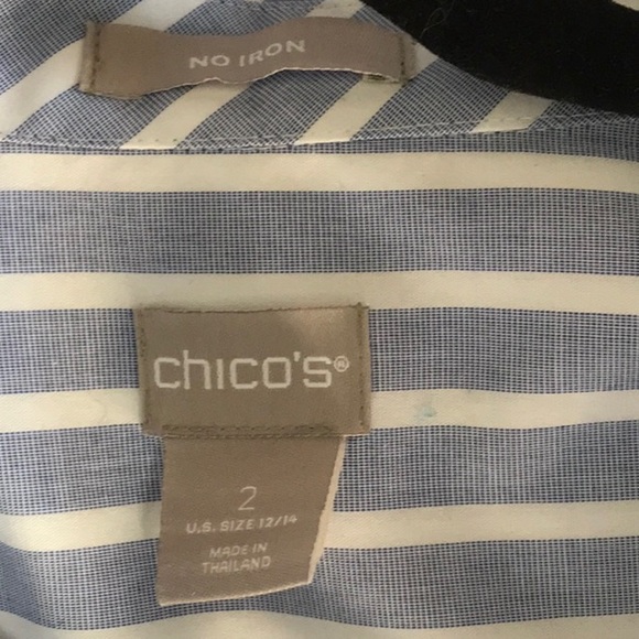 Chico’s Cotton Blend Striped Collared Shirt - Picture 6 of 7